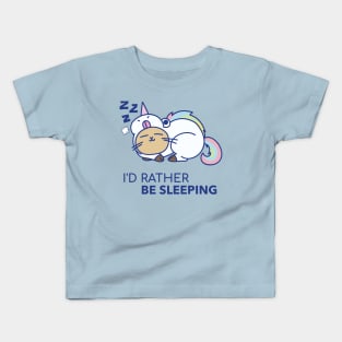 I'd Rather Be Sleeping Cat in Unicorn Pajamas Kids T-Shirt